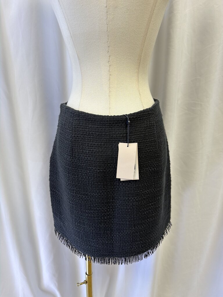 Cinq a Sept Black Tweed Mini Skirt w/Beaded Fringe