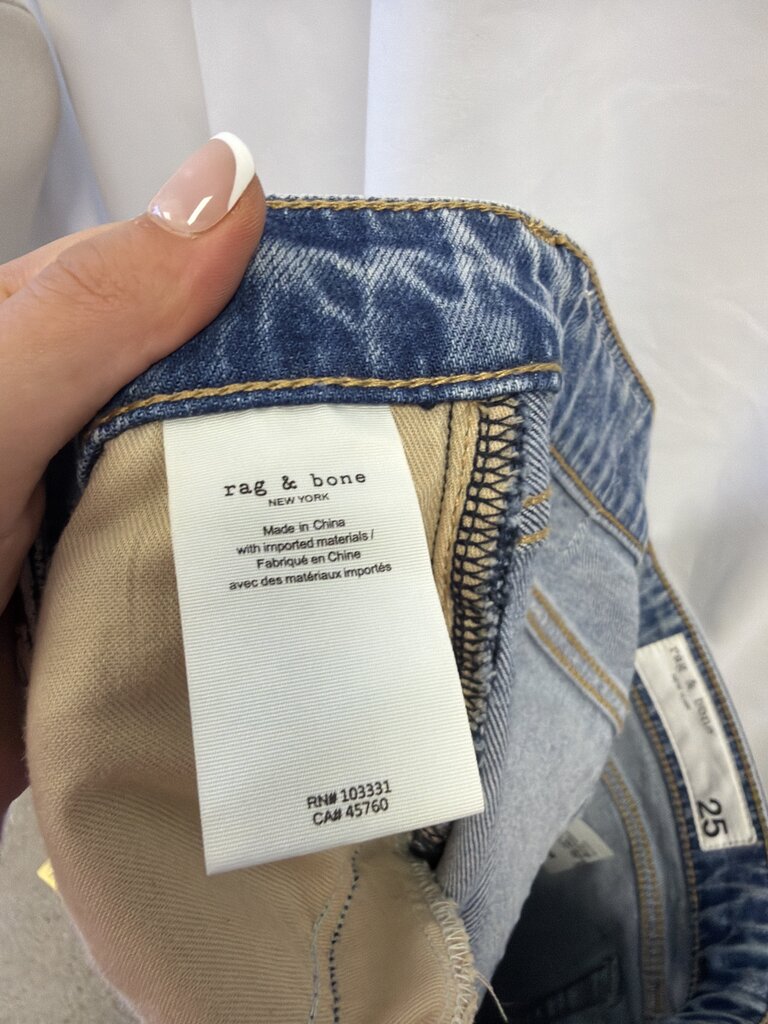 Rag & Bone Cuffed Low Rise Medium Wash Jean