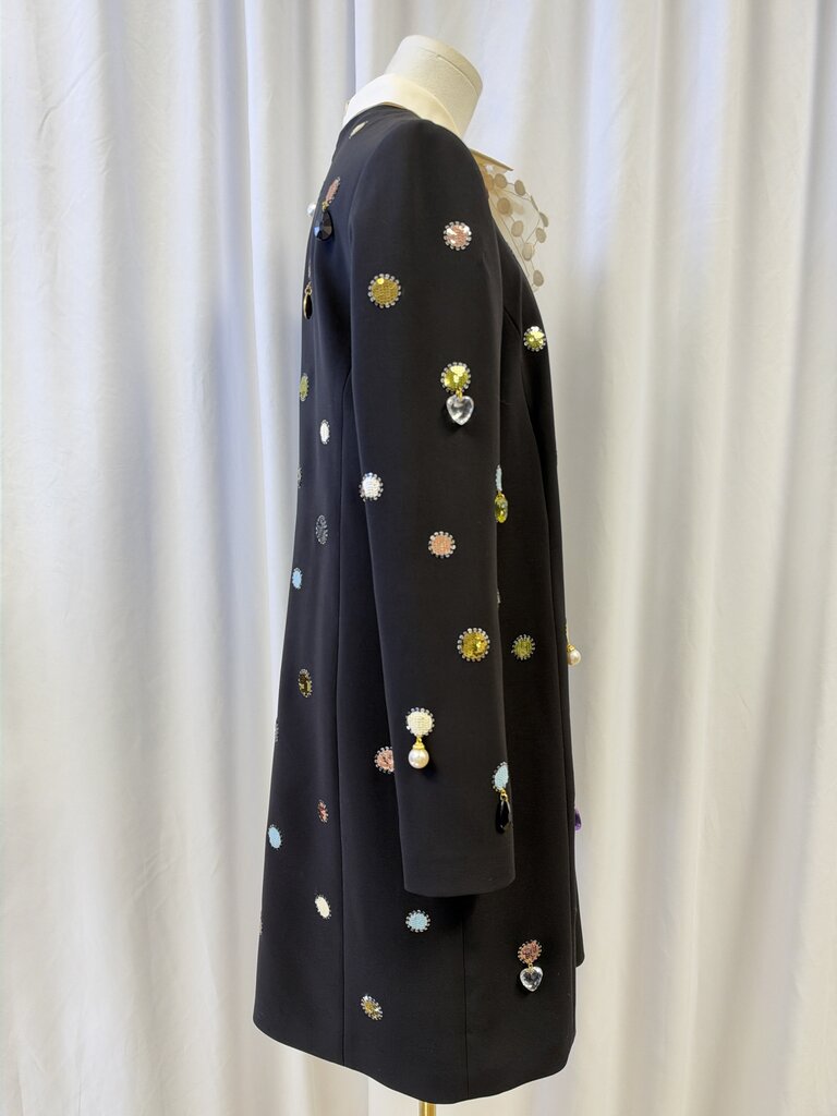 Tory Burch Embellished Tea Length Dress w/ Removable Collar
