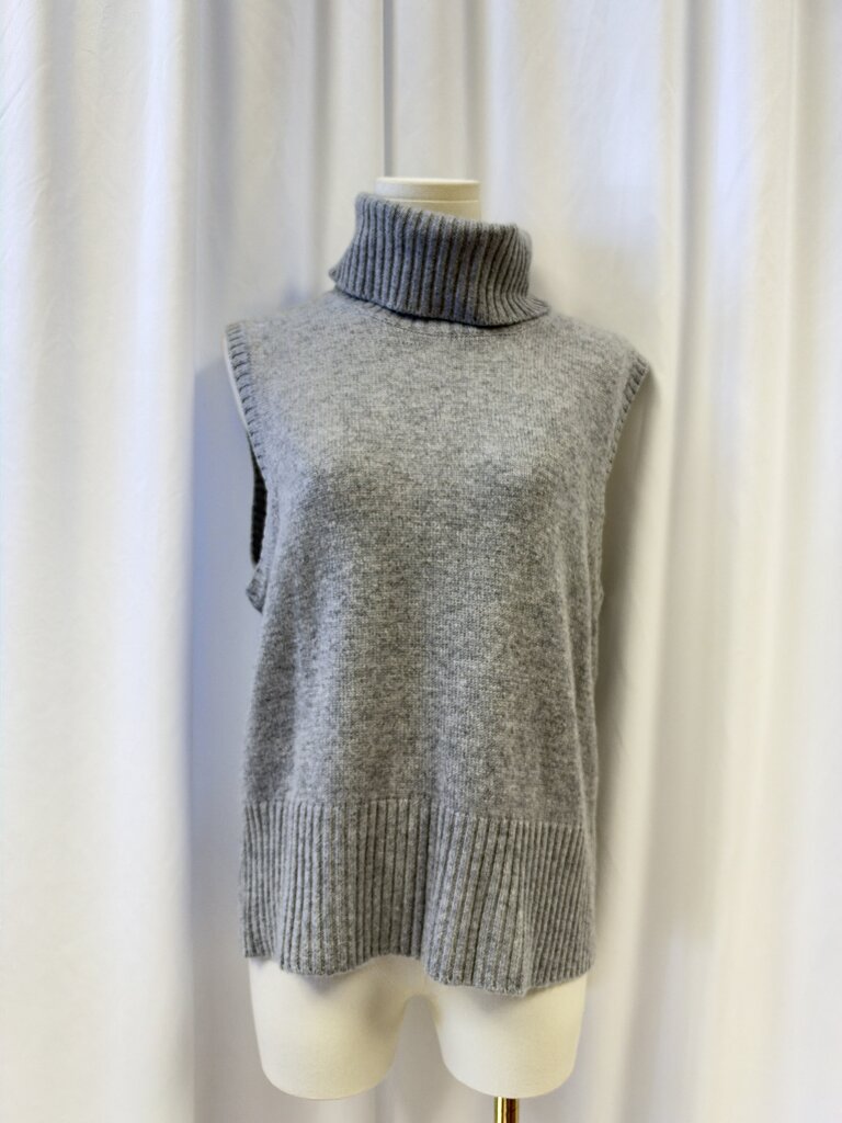 Veronica Beard Sleeveless Cashmere Ribbed Turtleneck