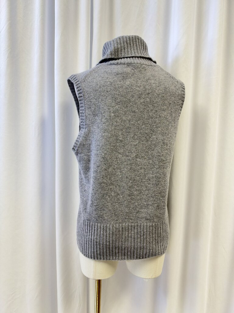 Veronica Beard Sleeveless Cashmere Ribbed Turtleneck