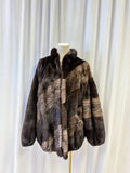 Weiss Mink Striped Bomber Style Coat