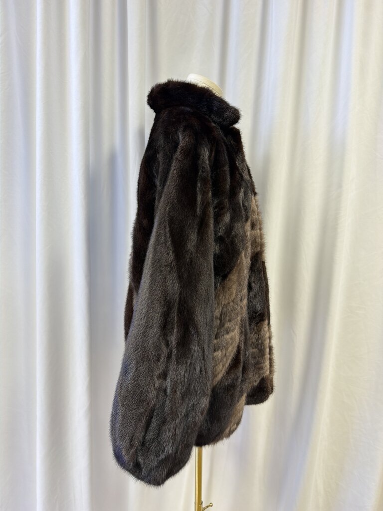 Weiss Mink Striped Bomber Style Coat