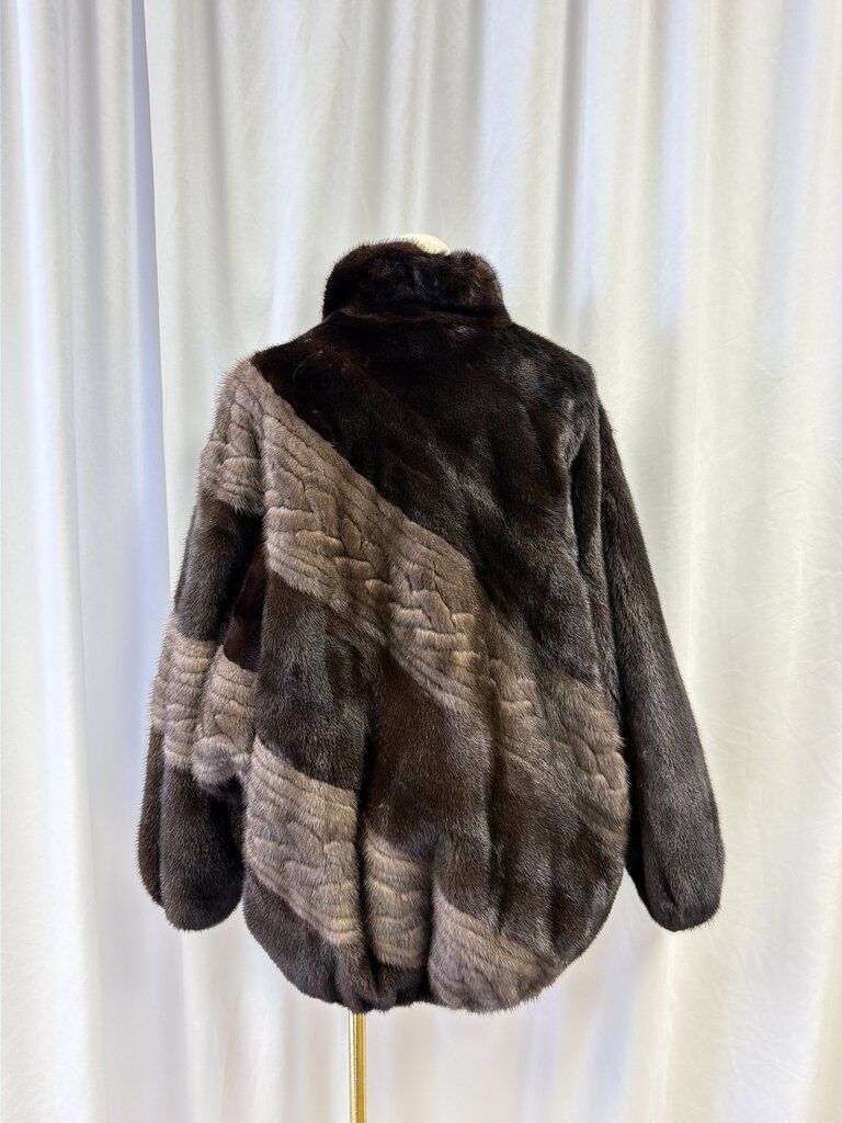 Weiss Mink Striped Bomber Style Coat
