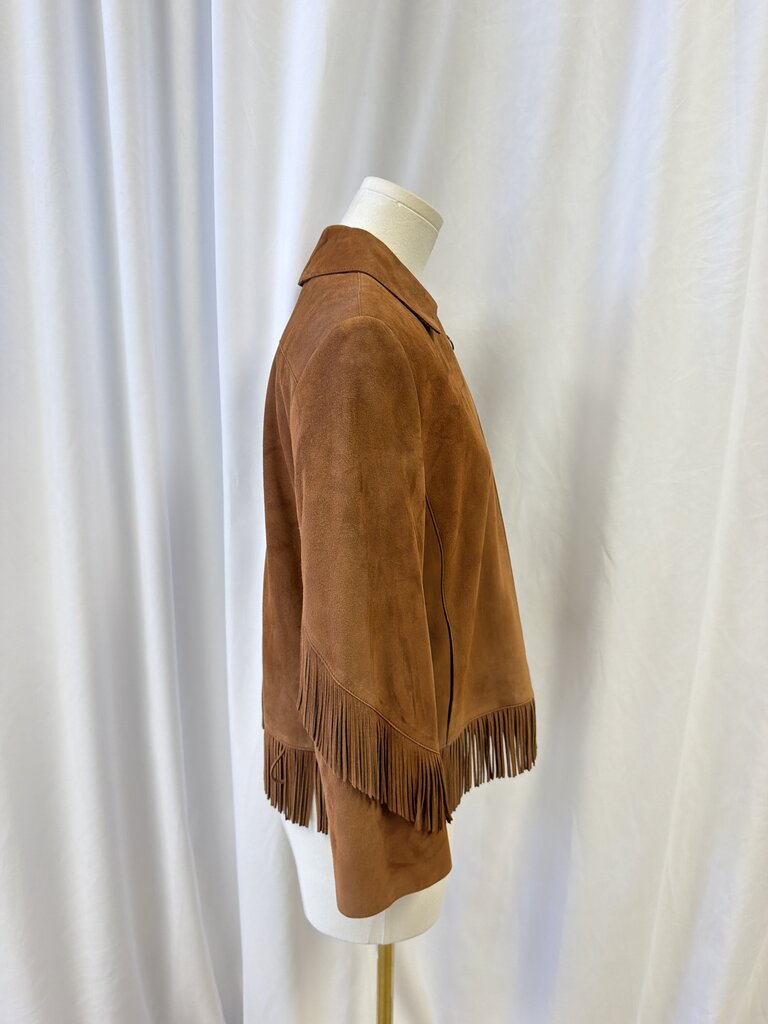 Akris Brown Suede Jacket w/Fringe