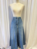 Me + Em Raw Hem Denim Maxi Skirt