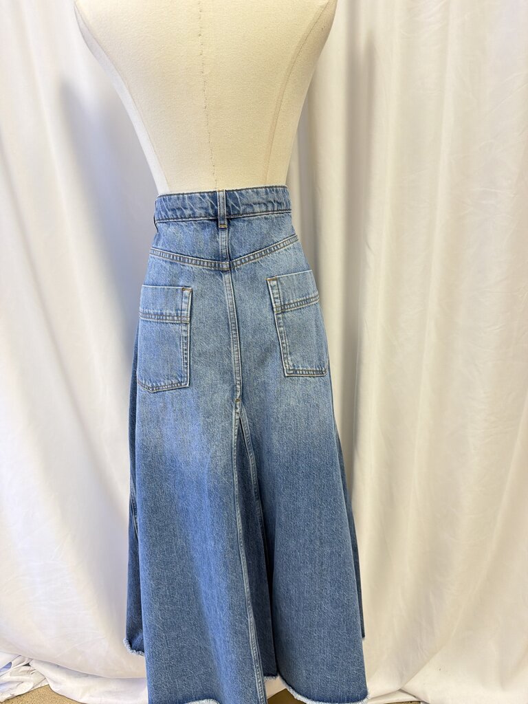 Me + Em Raw Hem Denim Maxi Skirt