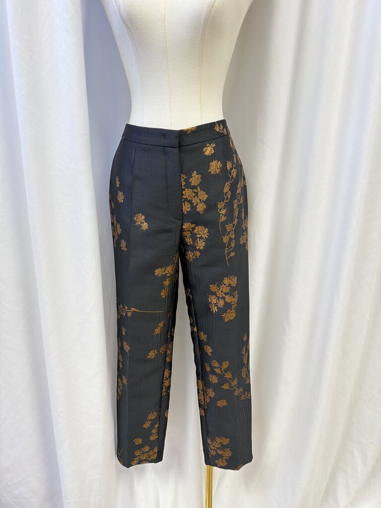 Escada Black Pants w/Gold Floral Brocade