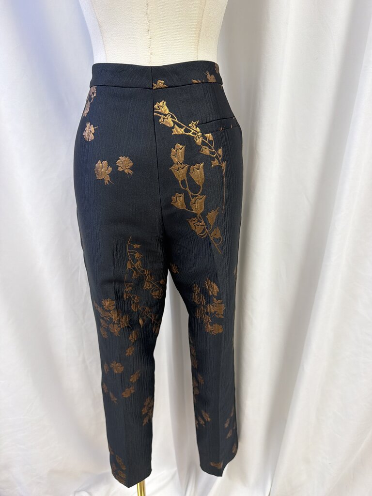 Escada Black Pants w/Gold Floral Brocade