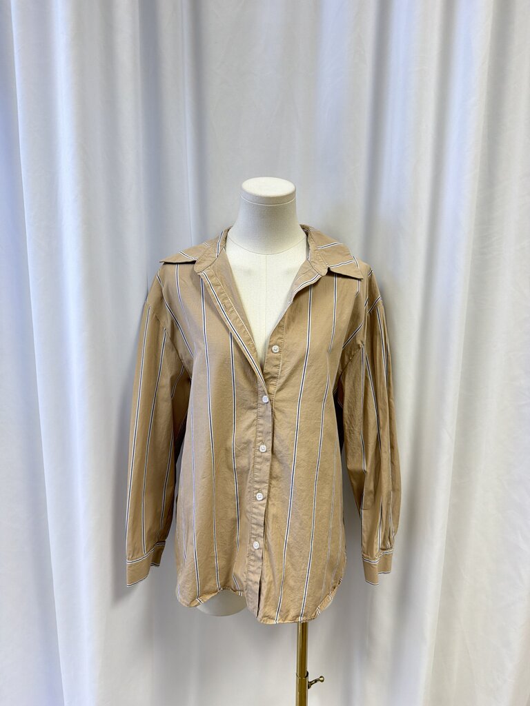 Drew Tan Striped Button Up