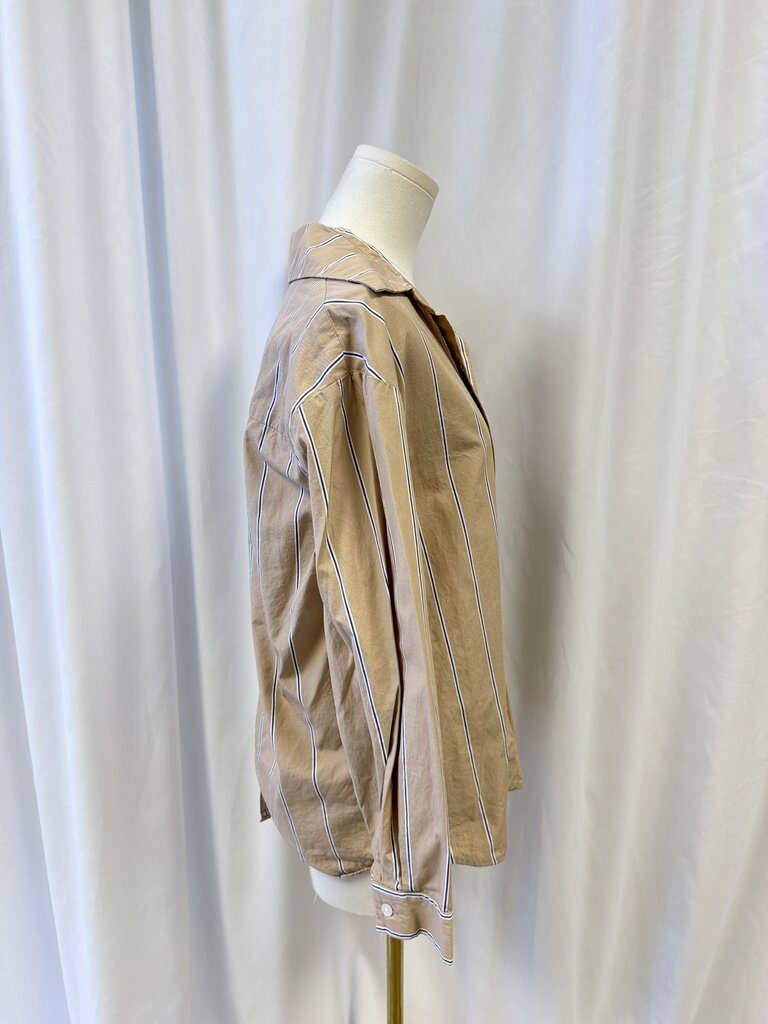 Drew Tan Striped Button Up