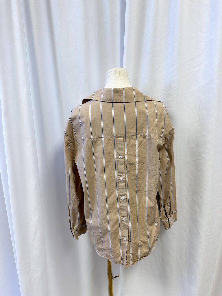 Drew Tan Striped Button Up