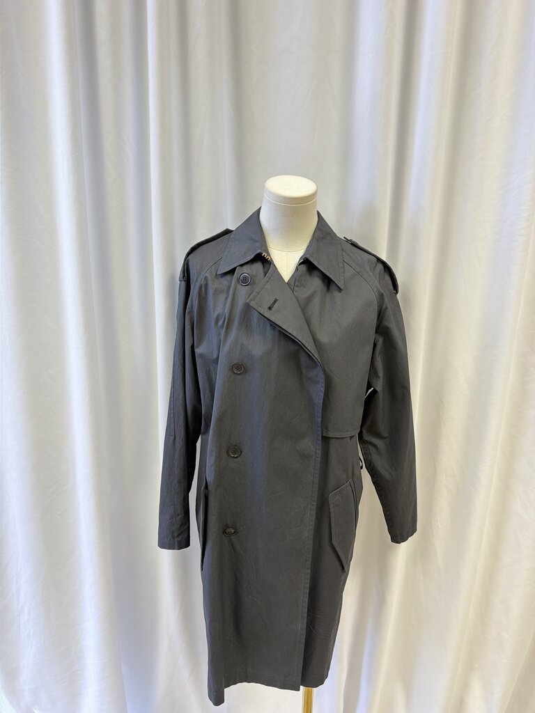 Donna Karan Black Cotton Trench Coat