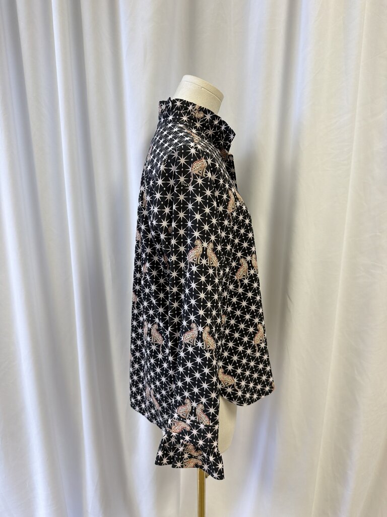 Vilagallo Black Patterned Button Up