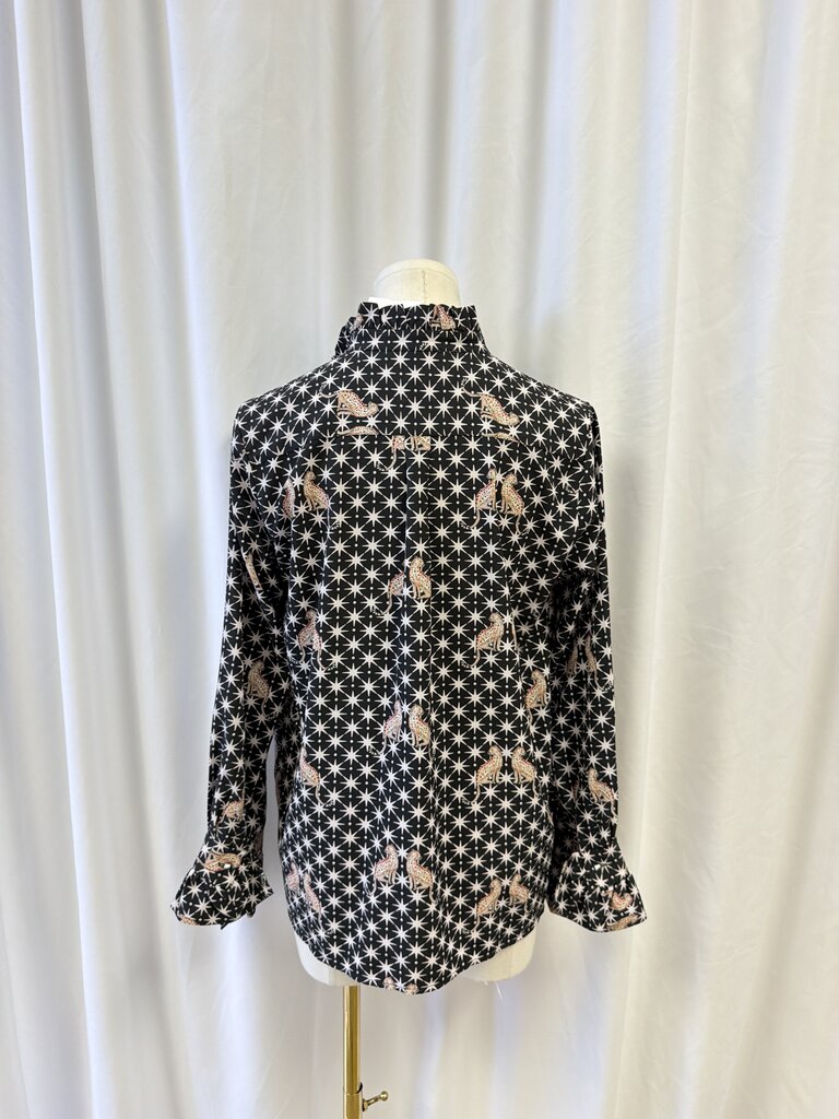 Vilagallo Black Patterned Button Up