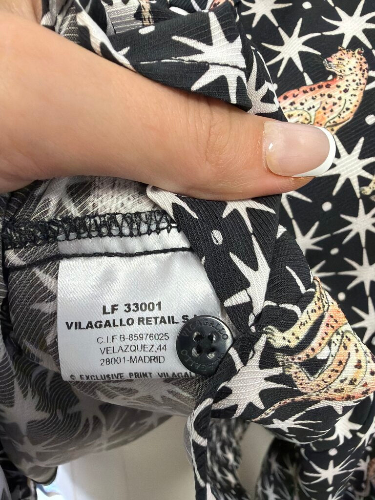 Vilagallo Black Patterned Button Up