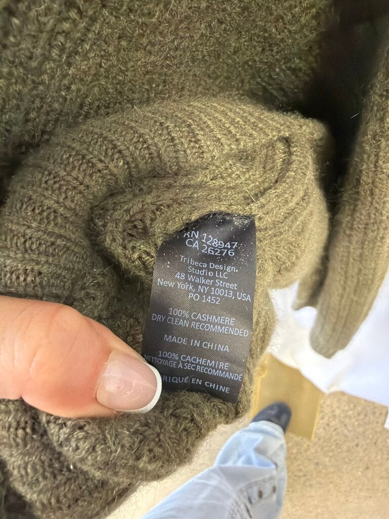Nili Lotan Olive Cashmere Turtleneck Sweater
