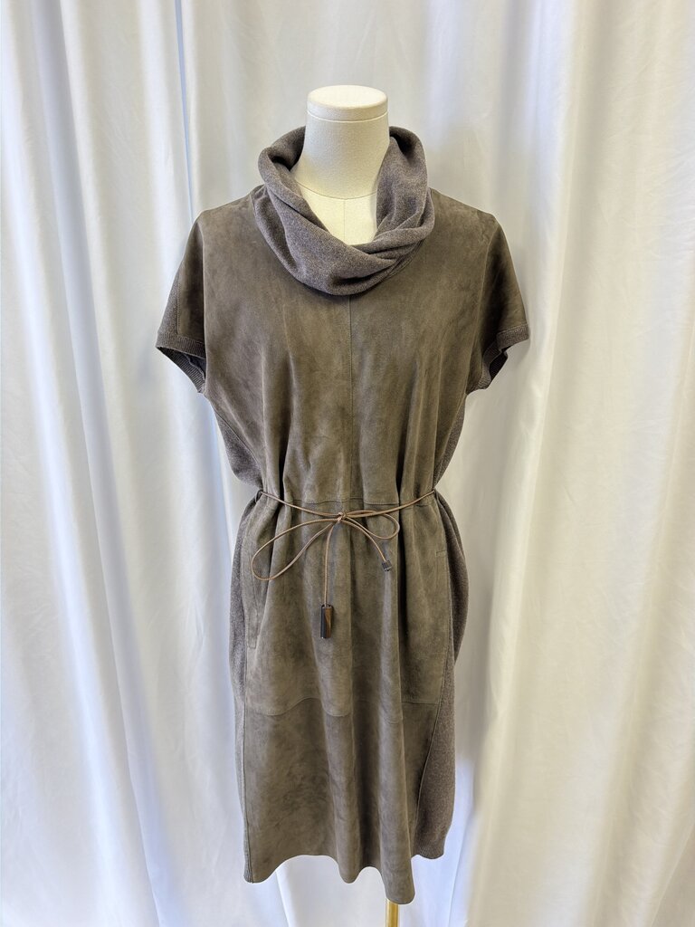 Fabiana Filippi Suede & Wool Cowl Mini Dress