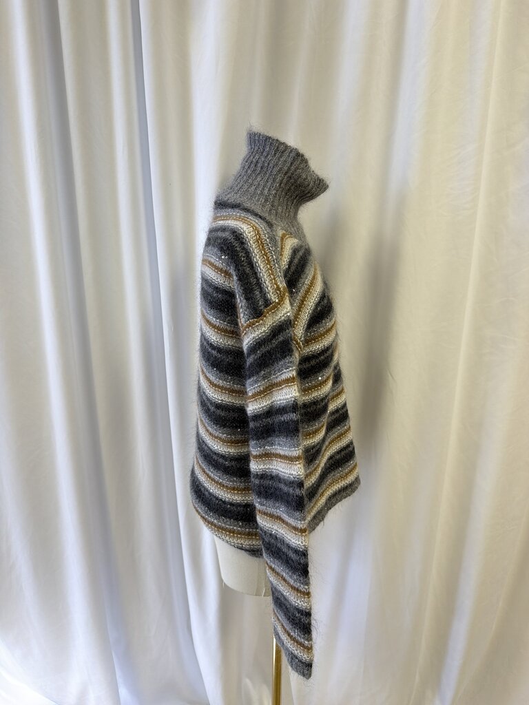 Max Mara Studio Striped Mohair Blend Turtleneck Sweater