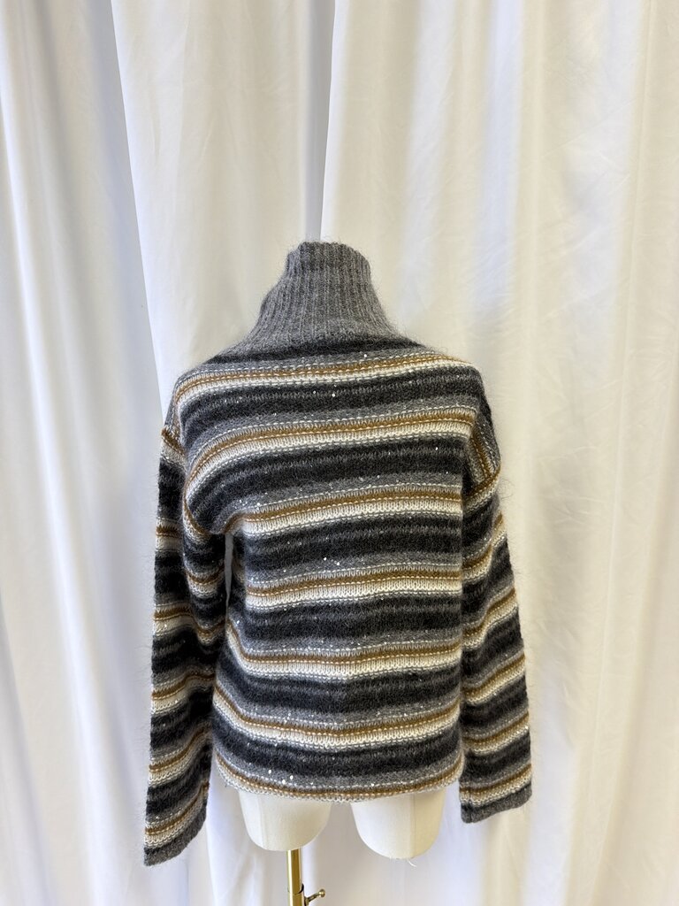 Max Mara Studio Striped Mohair Blend Turtleneck Sweater