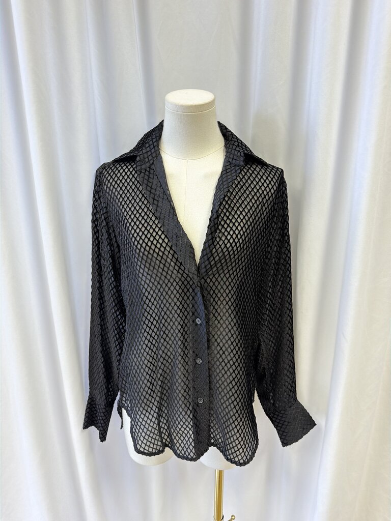 rag & bone Sheer Velvet Patterned Button Up