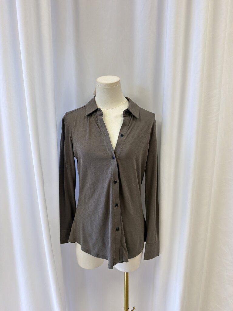 Theory Grey Knit Button Up