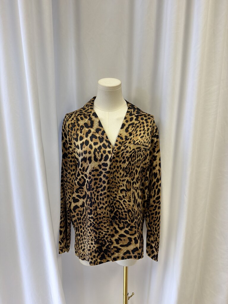 Nili Lotan Silk Animal Print Button Up