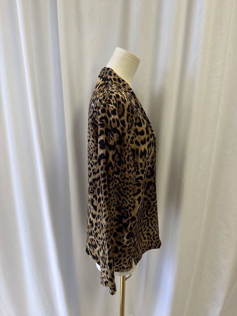 Nili Lotan Silk Animal Print Button Up