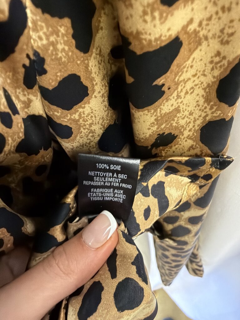 Nili Lotan Silk Animal Print Button Up