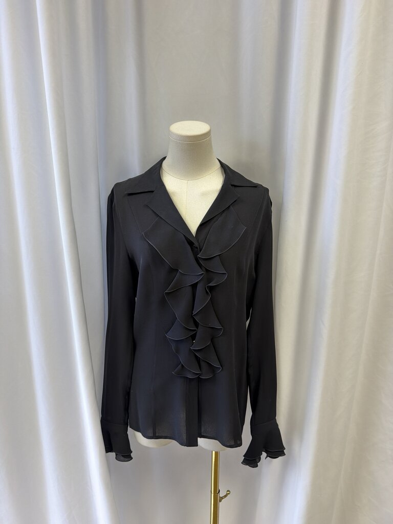 Escada Black Ruffle Blouse