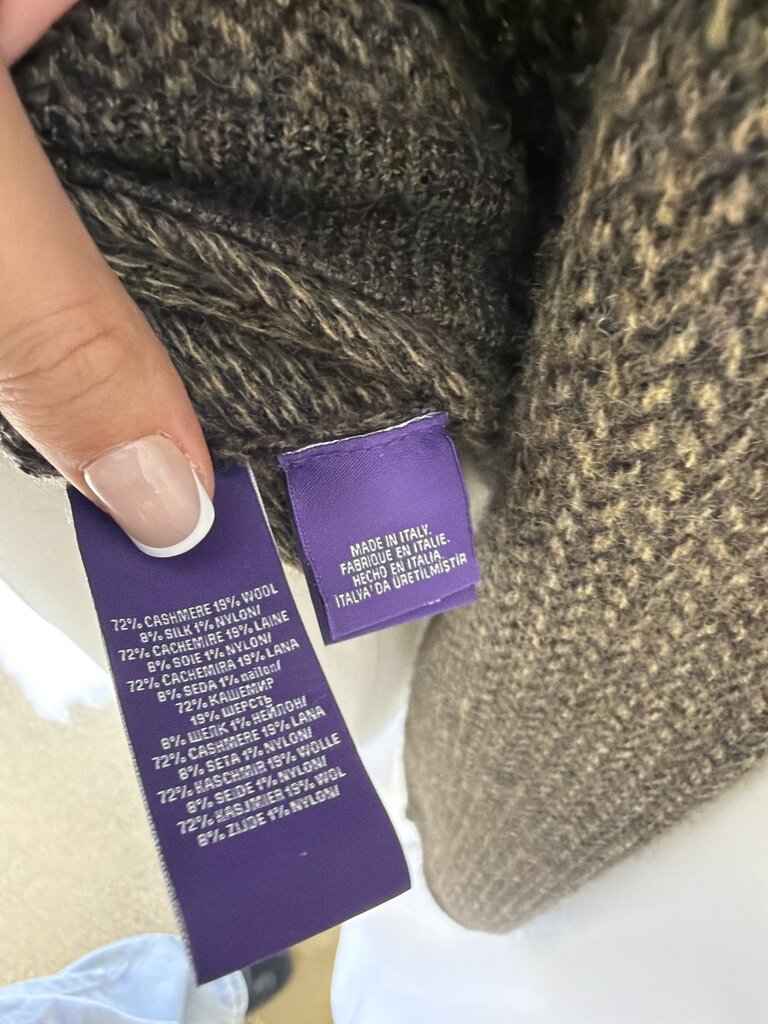 Ralph Lauren Purple Label Vintage Herringbone Cashmere Blend Crewneck