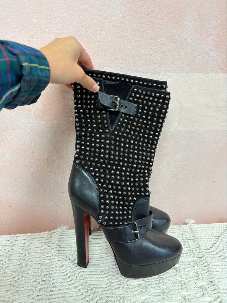 Louboutin Studded Leather Platform Boot