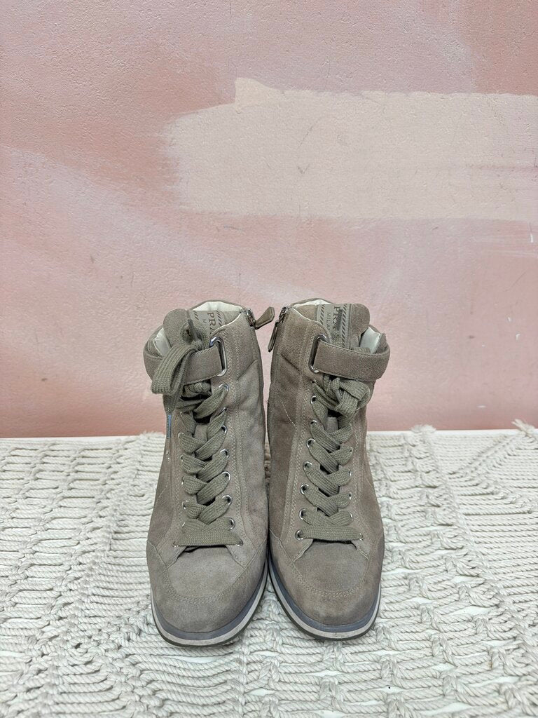 Prada Suede Wedge Sneaker