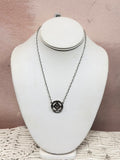 Judith Ripka Sterling Silver, CZ, and 18k Gold Chain Link Pendant Necklace w/ Dustbag