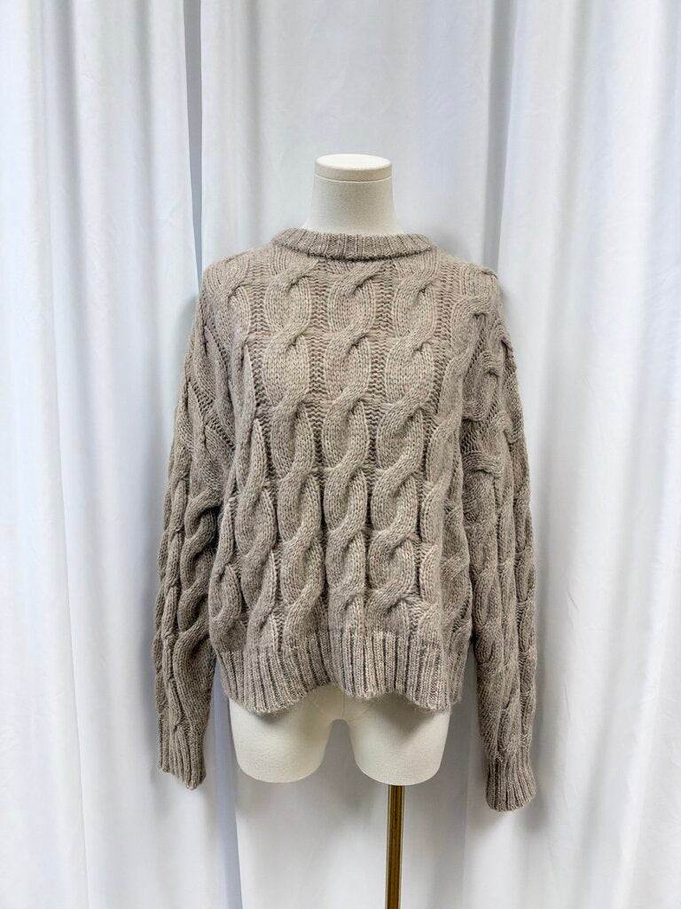 Jenni Kayne Baby Alpaca/Wool Blend Cable Knit Crew Neck Sweater