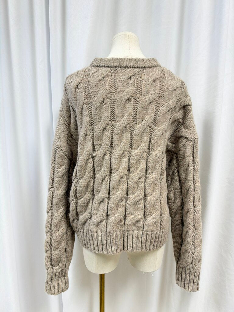 Jenni Kayne Baby Alpaca/Wool Blend Cable Knit Crew Neck Sweater