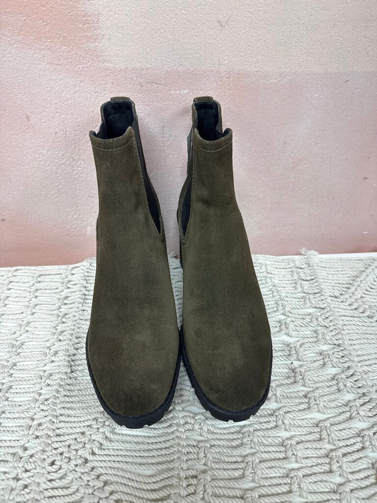 Vince Dark Olive Suede Ankle Boot (water repellent)