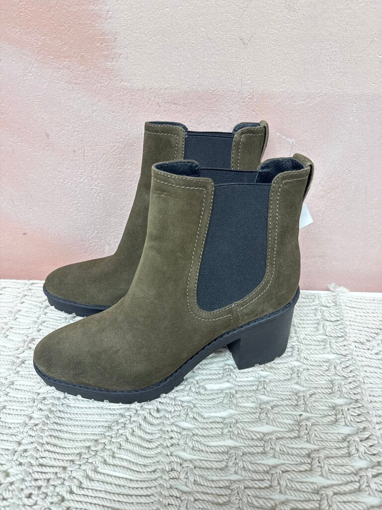 Vince Dark Olive Suede Ankle Boot (water repellent)