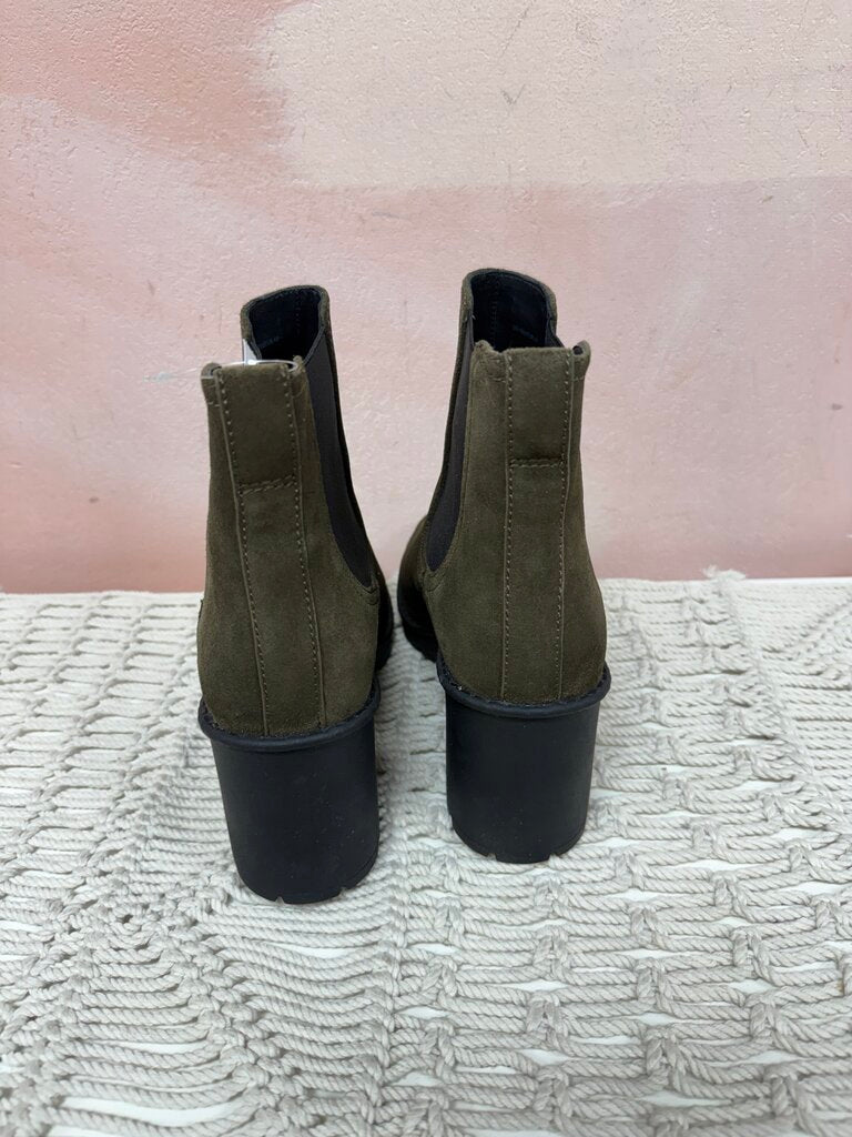 Vince Dark Olive Suede Ankle Boot (water repellent)