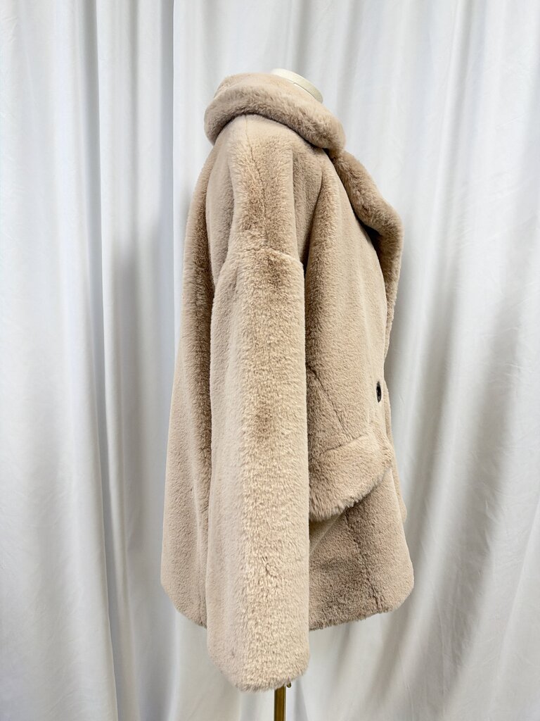 Free People Faux Fur Double Breasted Coat