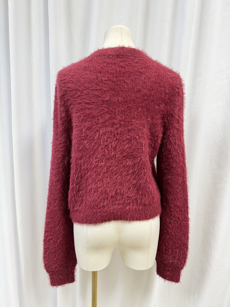 Free People Cotton Blend Mohair Heart Button Sweater