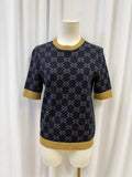 Gucci Metallic Monogram Print Crew Neck Sweater