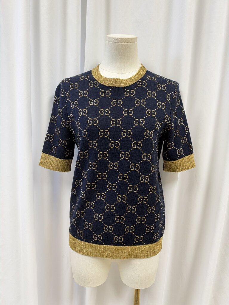 Gucci Metallic Monogram Print Crew Neck Sweater