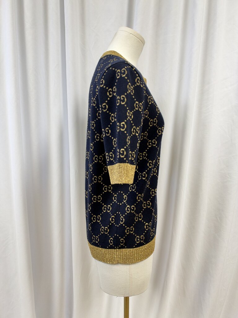 Gucci Metallic Monogram Print Crew Neck Sweater