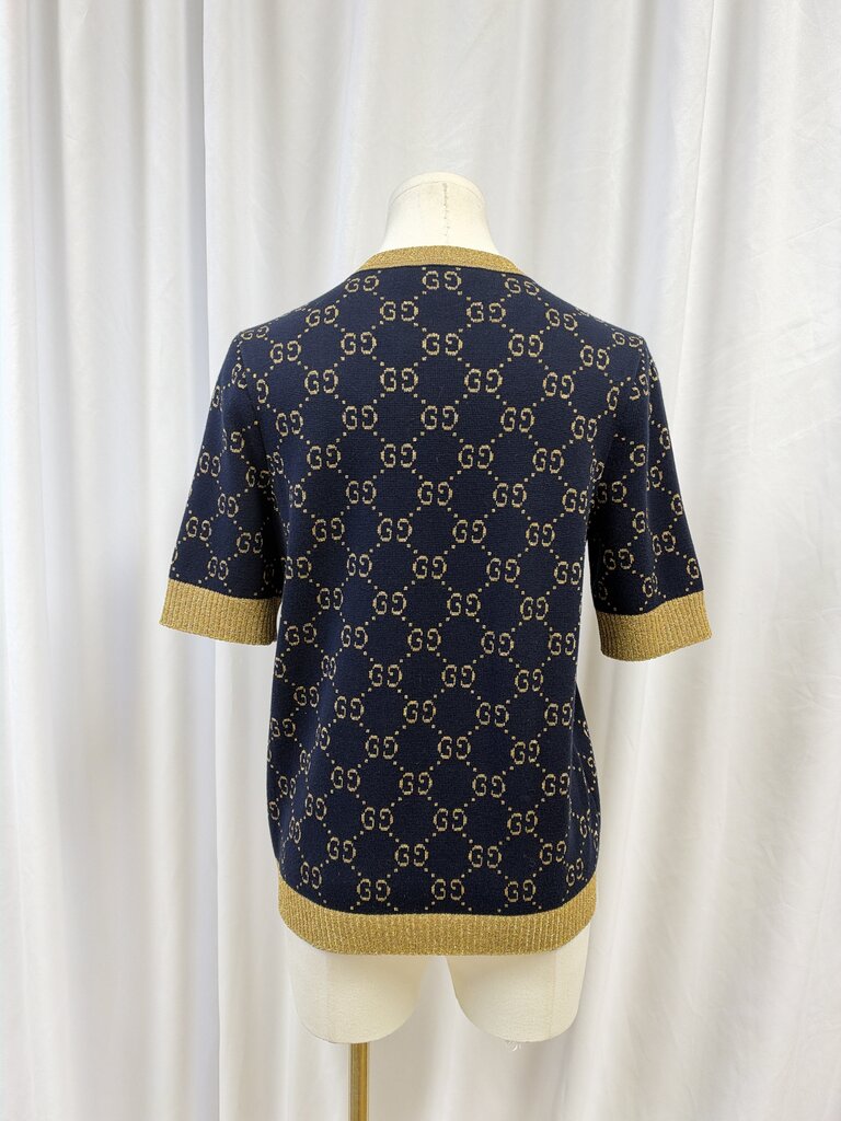 Gucci Metallic Monogram Print Crew Neck Sweater