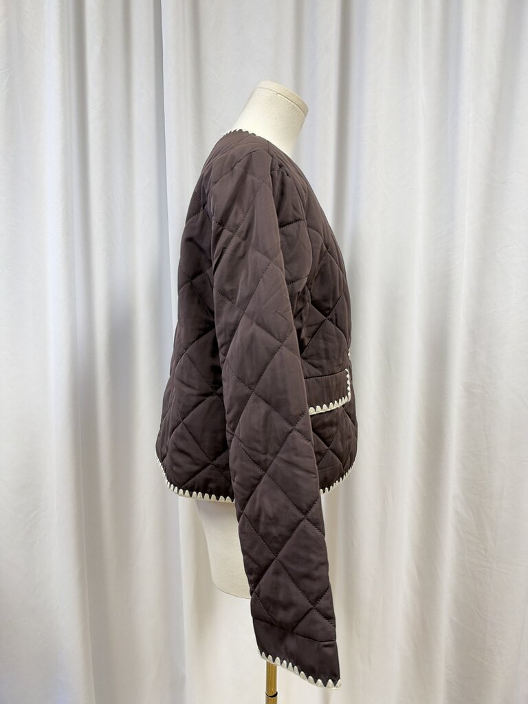 WAYF Embroidered Cropped Puffer Jacket
