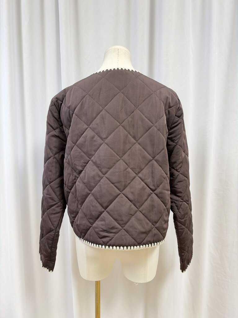 WAYF Embroidered Cropped Puffer Jacket