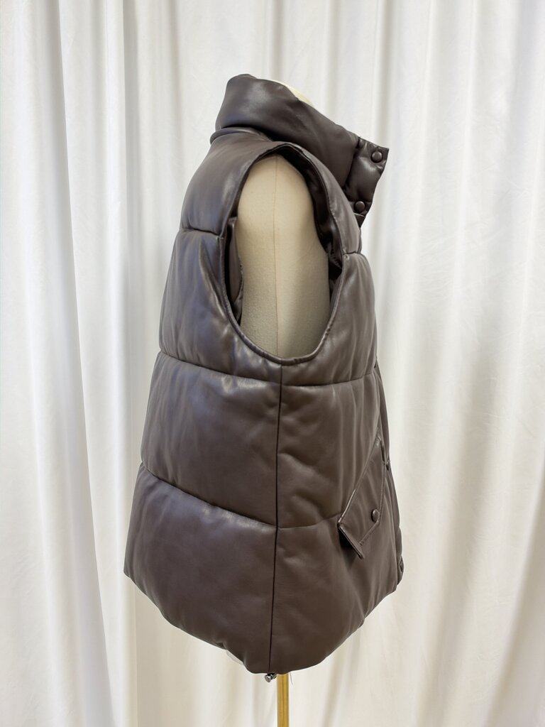 Sebby Collection Faux Leather Puffer Vest
