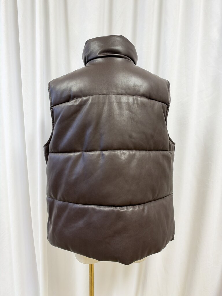 Sebby Collection Faux Leather Puffer Vest