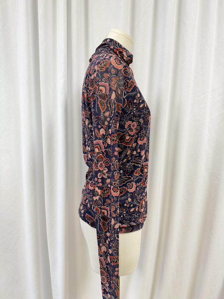 Evereve Sheer Long Sleeve Floral Top